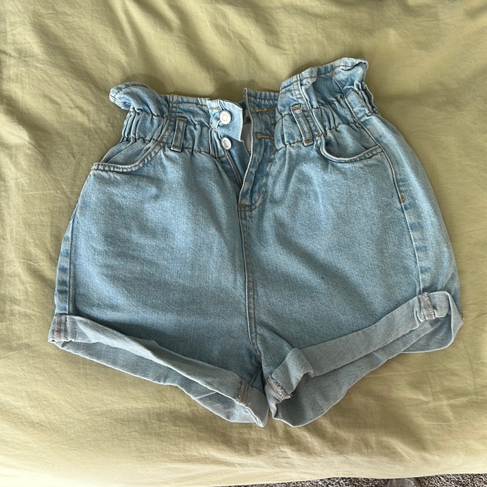 Zara light blue height waist shorts
